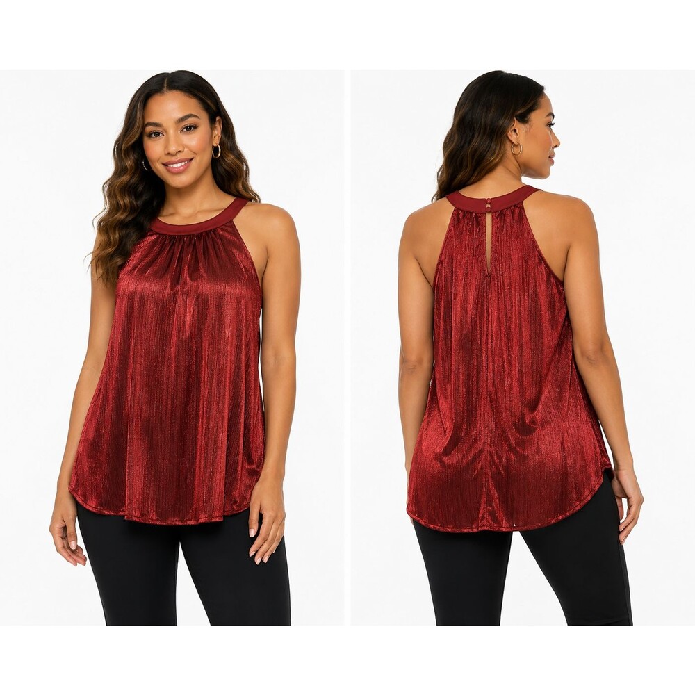 Torrid Women's Halter Top Sleeveless Burgundy Keyhole Back Plus Size 3/18/3X